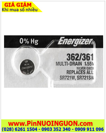 Energizer SR721SW _Pin 362; Pin đồng hồ 1.55v Silver Oxide Energizer SR721SW /Xuất xứ INdonesia 